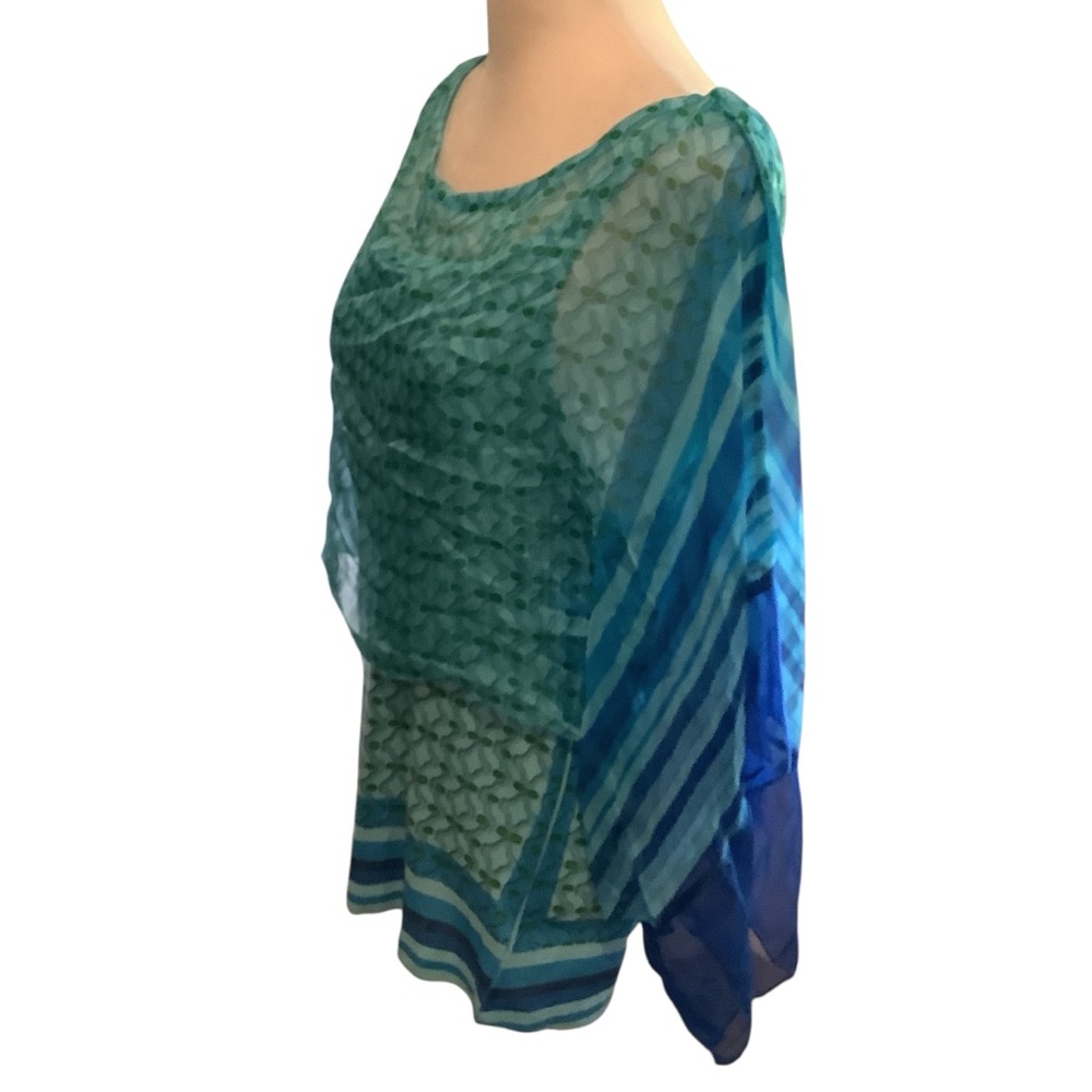 Live and Let Live Blue and Green Flowy Blouse Multiple Ways to Wear. WORN ONCE